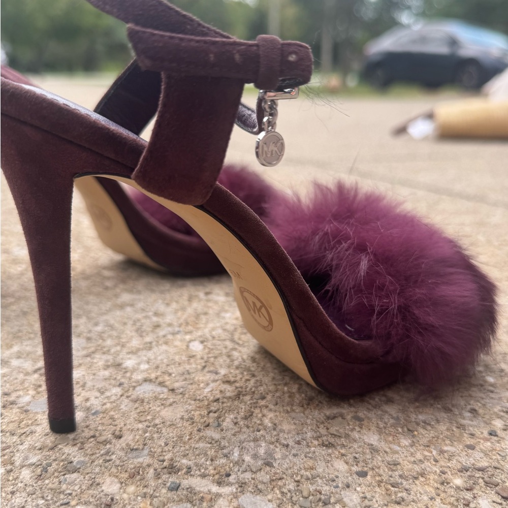 Michael Kors Burgundy Heels with Fluffy Detail - Picture 7 of 13